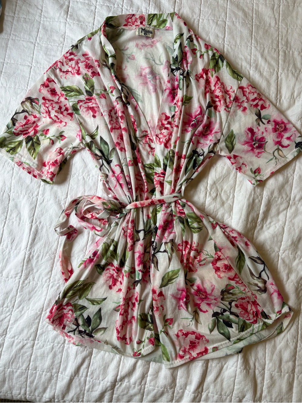 Show Me Your Mumu Pink Floral Robe Loungewear Night Time Short Sleeve